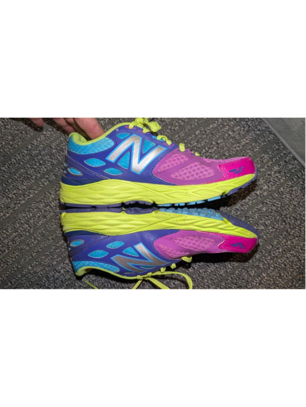 Women's New Balance 680 V3 Athletic Shoes 7.5 Purple Neon Green - Picture 4 of 5